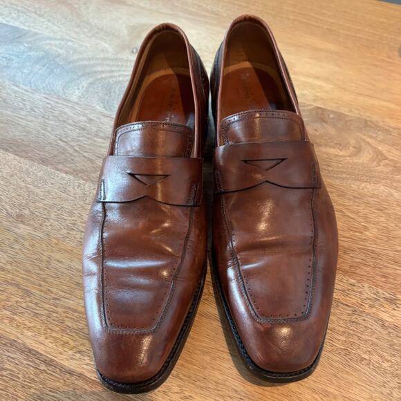 Silvano Sassetti Brown Leather Penny Loafers Mens 9.5M Italy Handcrafted Dress main image 7
